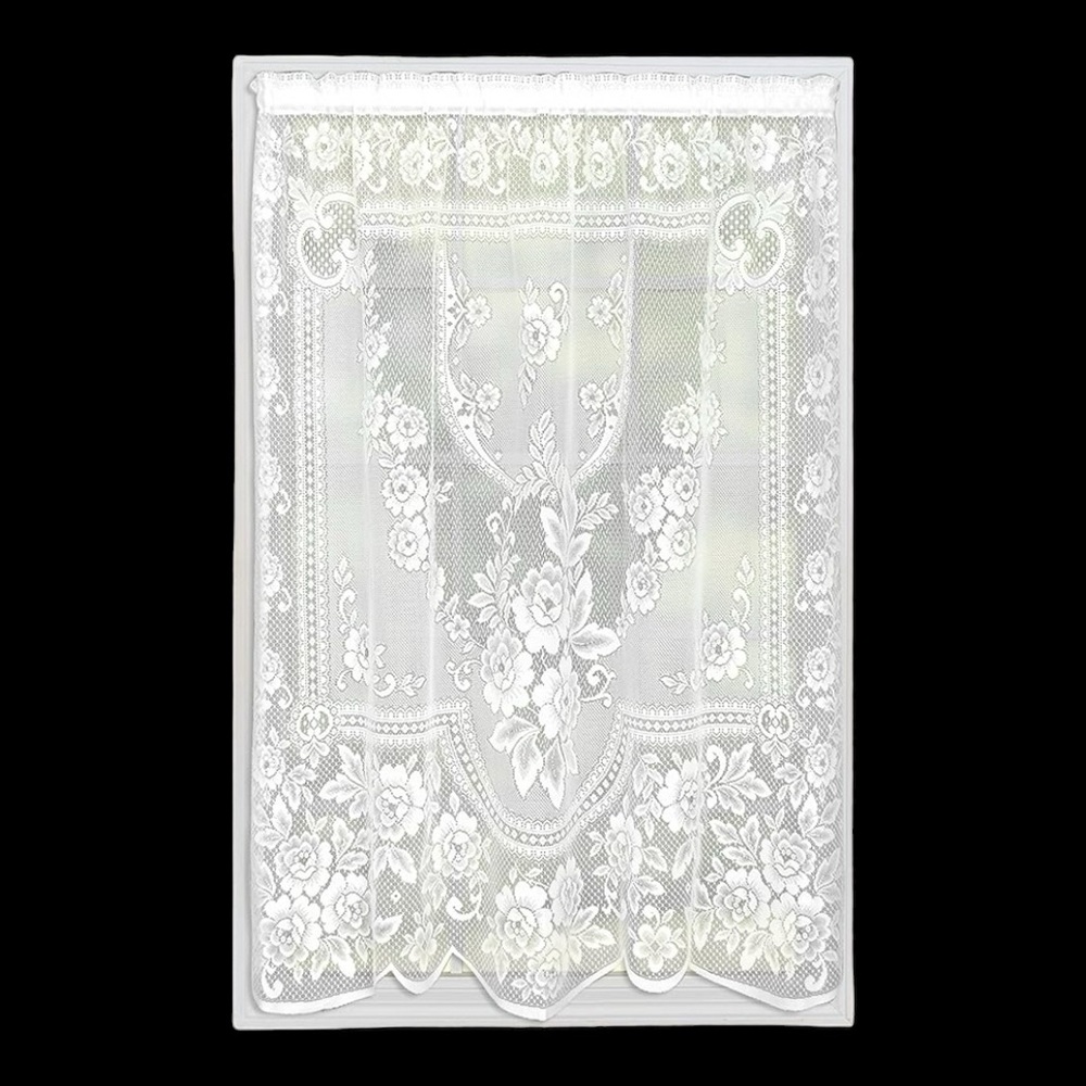 Sold! Heritage Lace Victorian Rose White Panel Curtain Linen 60x84